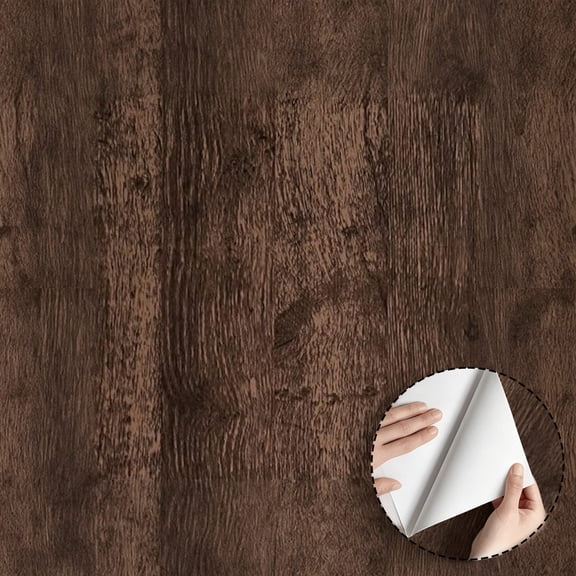 Brown Rustic Wood Grain Wallpaper, Farmhouse Vintage Self Adhesive Removable Waterproof Wall Decor for Living Room Bedroom Kitchen Cabinet Drawer Shelf Liner Home Renovation 17.7 * 118 in