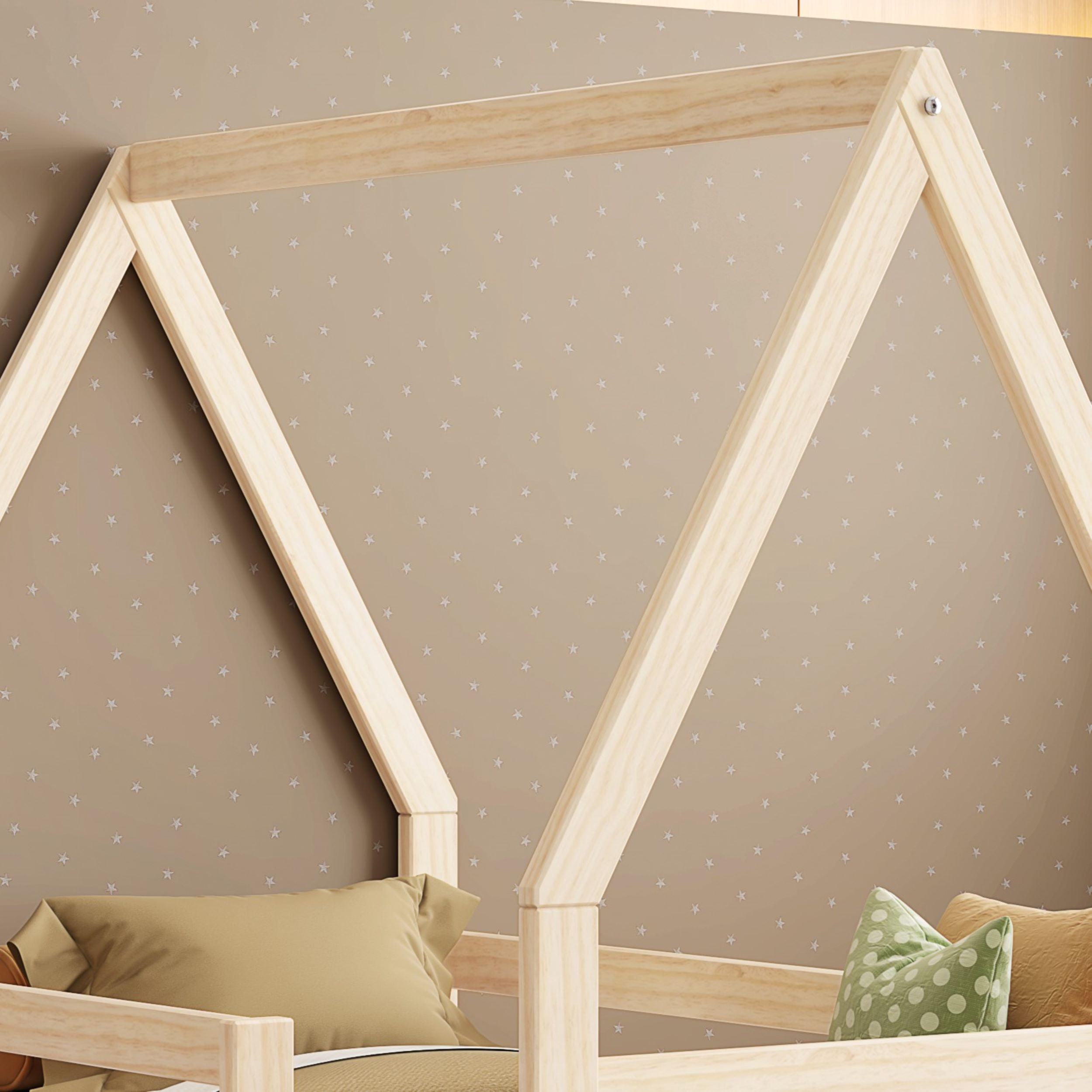 Polifurniture Lyon Toddler Bed with Roof and Built-In Guardrails