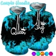 thumbnail image 2 of Sudadera con capucha para hombre y mujer, con estampado 3D, a la moda, con diseño de rey y reina, para él y para ella, informal, de gran tamaño, 2 of 5
