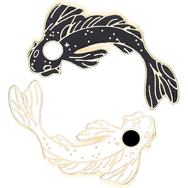 Juego de broches de solapa esmaltados, 2 piezas, precioso broche de pez blanco y negro, bonitos alfileres de dibujos animados para mochila