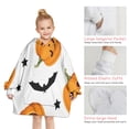thumbnail image 6 of Halloween Pumpkin Bat Pattern Blanket Hoodies for Kids 6-13YR Oversize Wearable Blanket Hoodies for Boys Girls Teens, 6 of 7
