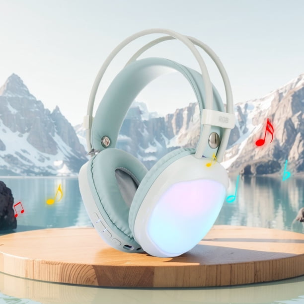 Auriculares inalámbricos para juegos RGB con Bluetooth y batería de larga duración para deportes electrónicos. Auriculares recargables para un juego prolongado.
