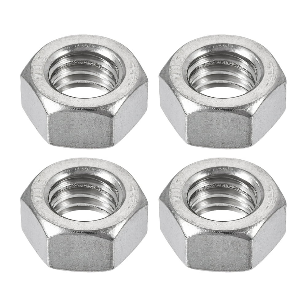 4pcs 1/2"12 BSW Thread 304 Stainless Steel Hex Nut Fastener Silver