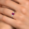 thumbnail image 4 of Gem Stone King 14K White Gold Red Created Ruby and White Topaz Engagement Ring for Women | 1.13 Cttw | Oval 7X5MM | Gemstone July Birthstone | Size 7, 4 of 6
