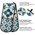 thumbnail image 2 of Yayeee Double Oven Mitt Kitchen Heat Resistant Baking 35" x7" Quilted Glove, Blue Mosaic Pattern, 2 of 6