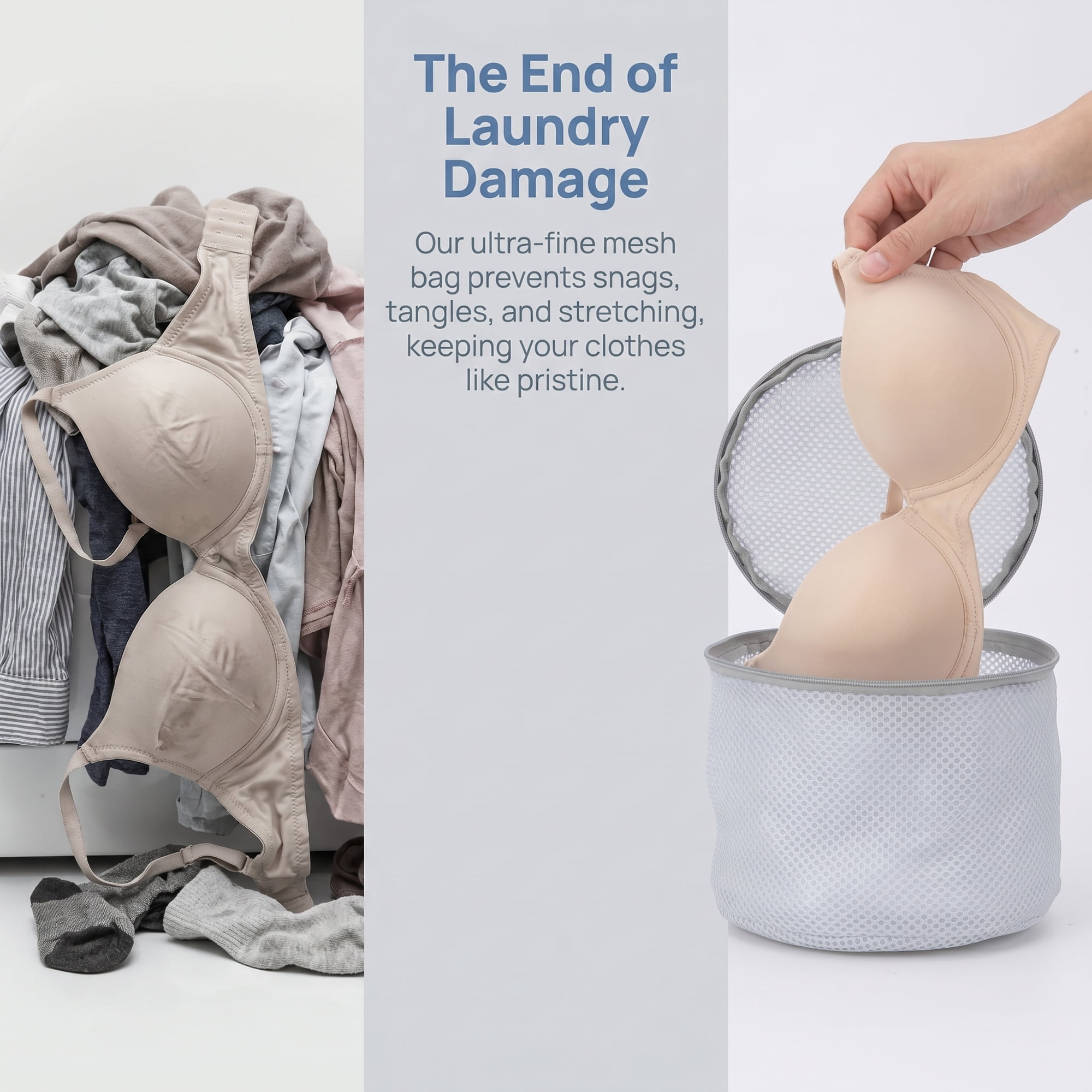 Unique Bargains 2Pcs Mesh Lingerie Bra Laundry Wash Bags for Delicates Gray 6.7" x 5.9"