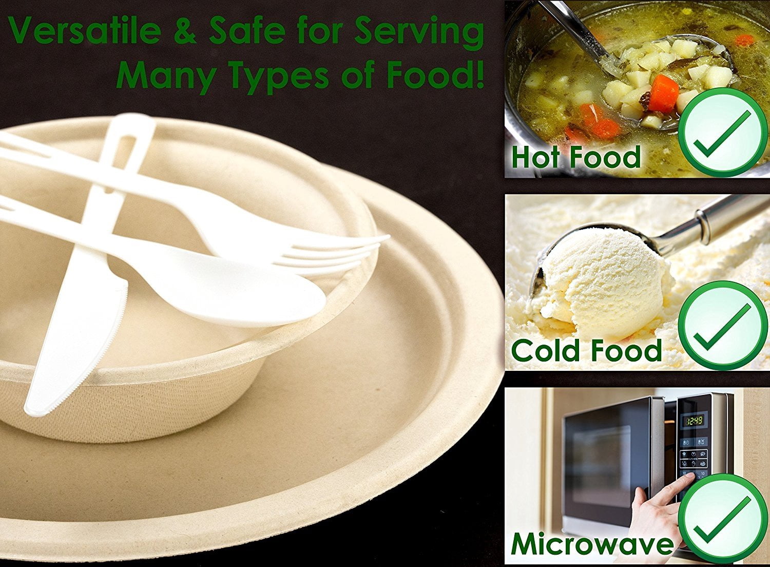 Avant Grub 9" Round Biodegradable Disposable Microwavable Gluten-free wheat straw Fiber Plates, 100 Ct