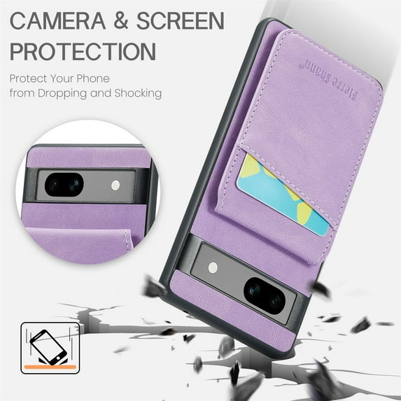 Allytech Google Pixel 7A Wallet Case, Cards Holder Back Cover Slim Fit Drop Protection Shockproof Kickstand Wallet Phone Case Cover for Google Pixel 7A - Purple