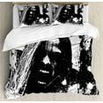 thumbnail image 1 of Zombie Duvet Cover Set King Size, Artistic Horror Sketch of a Crazy Man in Pain Screaming Portrait Evil Style Display, Decorative 3 Piece Bedding Set with 2 Pillow Shams, Black White, by Ambesonne, 1 of 3
