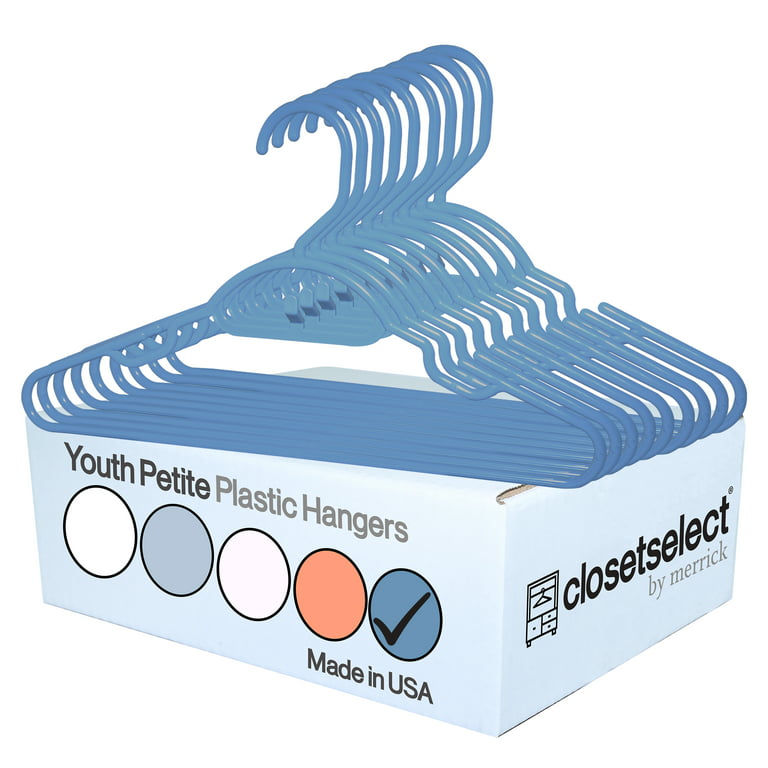 30 Pk Youth Petite Plastic Hangers, Medium, Petite, Teen, Preteen, Junior,  Children Sizes 8 to 14, White 