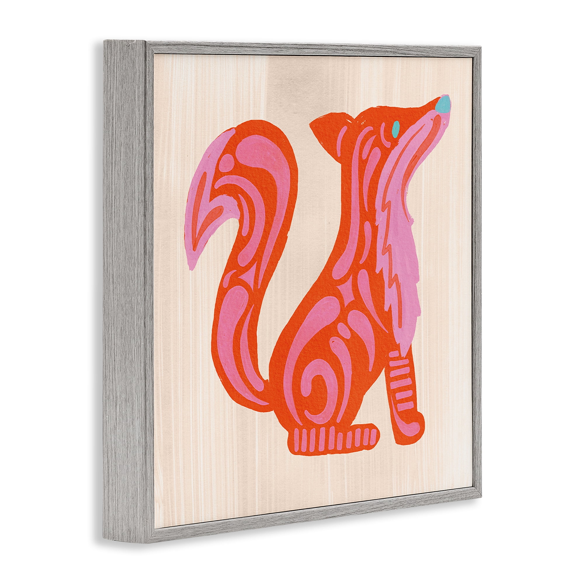 Stupell Industries Whimsical Folk Fox Vibrance Gray Framed Giclee Art, design by The Paper Curator