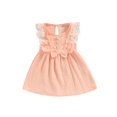 thumbnail image 1 of xiaxaixu Robe de Bébé Fille, Sans Manches Col Rond Dentelle Patchwork Bowknot Robe d'Été A-Ligne, 1 of 9