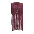 thumbnail image 4 of XuJwPNcy Women Fringe Vest 70s Suede Sleeveless Tassels Cardigan Western Tops Jacket Trendy Clothes, 4 of 5
