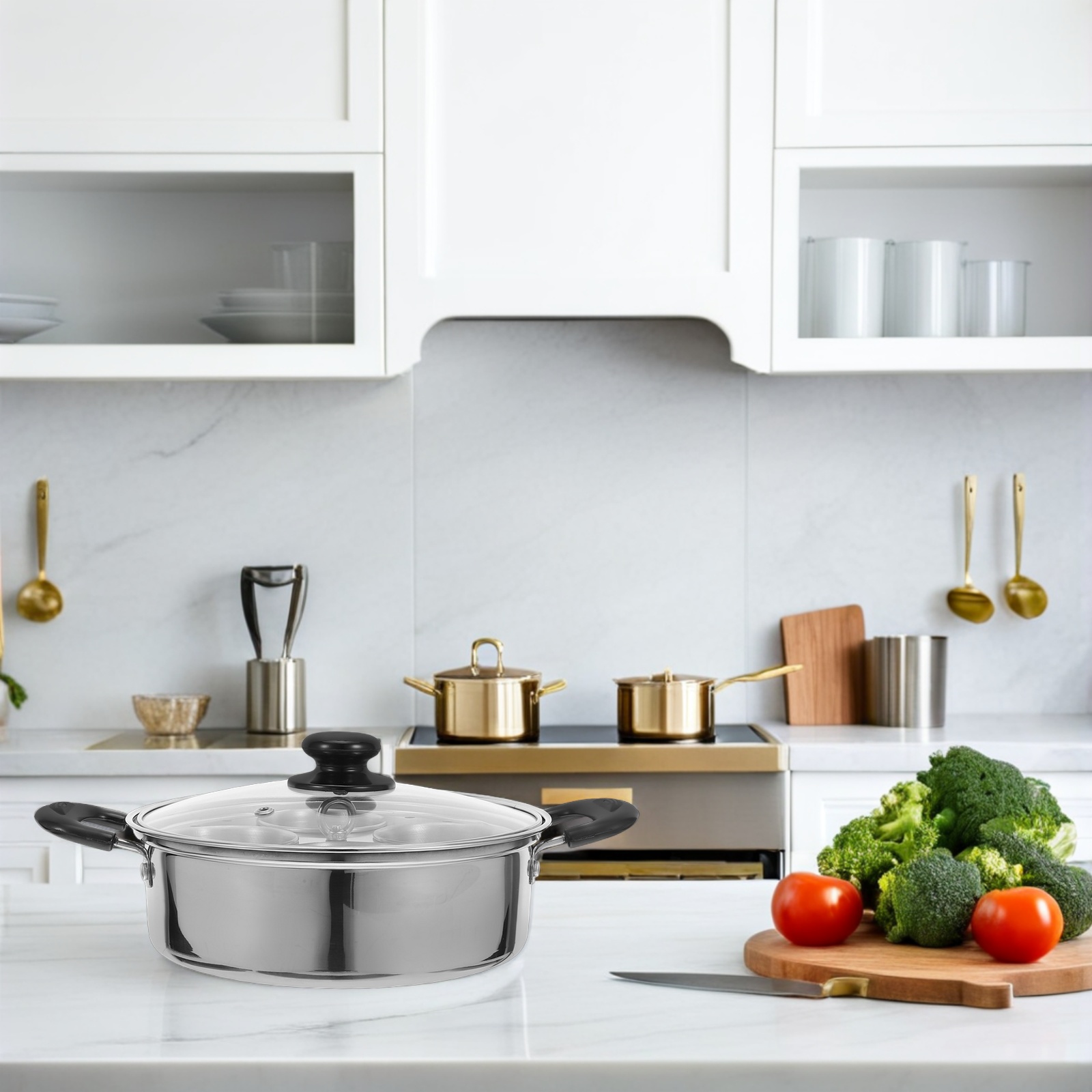 Homoyoyo Stainless Steel Steamer Pot - Multi-Functional Cooker for Even Steam Cooking and Healthy Meal Preparation