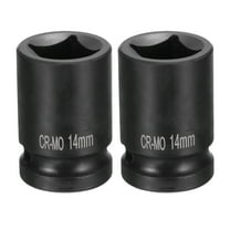 2pcs 4 Point Square Socket 1/2" Drive 14mm Metric CR-MO Impact Wheel Socket