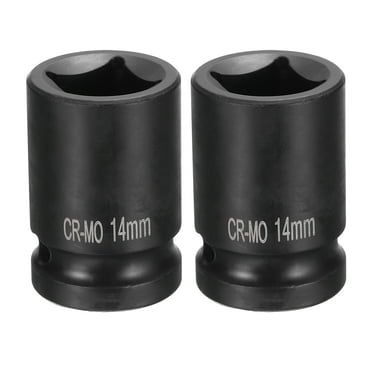 2pcs 4 Point Square Socket 1/2" Drive 14mm Metric CR-MO Impact Wheel Socket