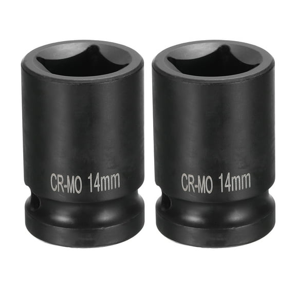 2pcs 4 Point Square Socket 1/2" Drive 14mm Metric CR-MO Impact Wheel Socket