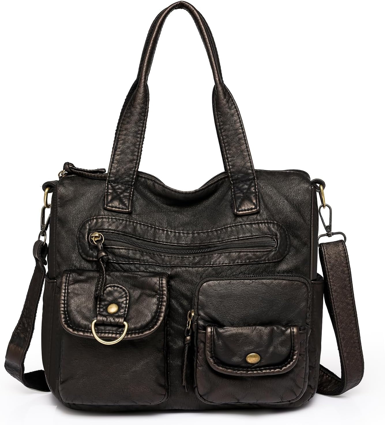 Crossbody Bag for Women Multi Pocket Shoulder Bags Medium Travel Purses Ultra Soft Washed Leather