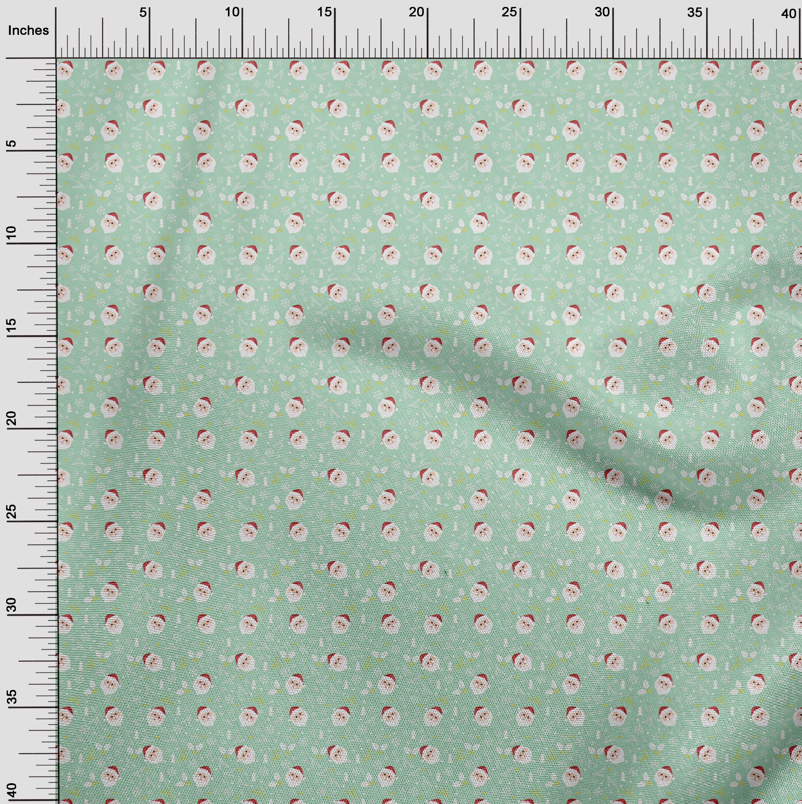 oneOone Cotton Flex Light Mint Green Fabric Christmas Fabric For Sewing Printed Craft Fabric By The Yard 40 Inch Wide