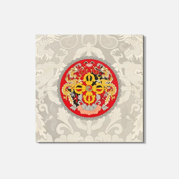 Bhutan Coat Of Arms 4'' X 4'' Square Wooden Coaster