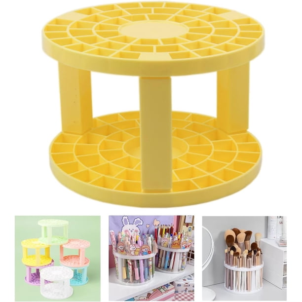 Soporte redondo de plástico para pinceles de pintura de 50 agujeros y organizr para libros, organizr de almacenamiento de pintura acrílica y pinceles de maquillaje, estante de pintura