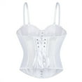 thumbnail image 4 of JGGSPWM Women's Spaghetti Strap Mesh Floral Lace Corset Tops Lace-Up Bustier Going Out Date Night Party Crop Cami Top White M, 4 of 7