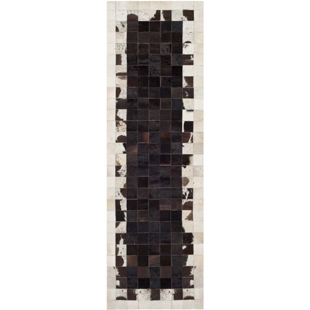 Safavieh Studio Leather Runner Rug in Ivory / Dark Brown