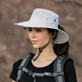 thumbnail image 3 of Women's Ponytail Sun Hat, AYAMAYA Wide Brim Waterproof Summer Fishing Hat UV Protection for Outdoor Safari Beach,Beige, 3 of 6