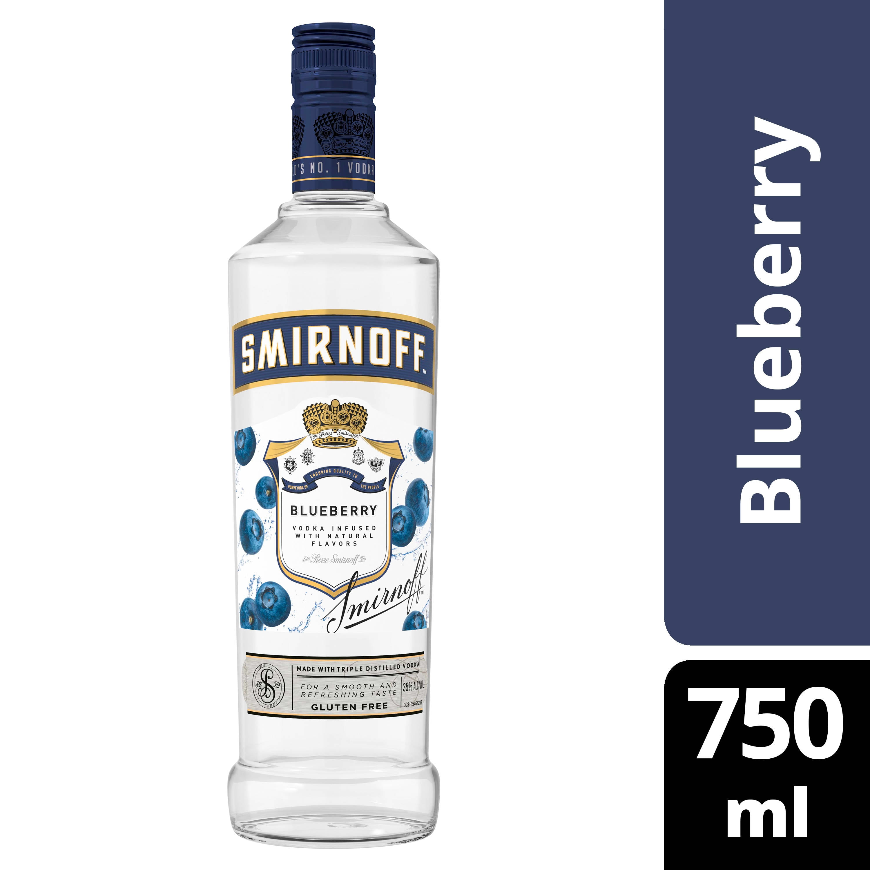 Smirnoff Blueberry 70 Proof Vodka Infused With Natural Flavors 750 Ml Bottle Walmart Com