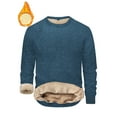 thumbnail image 4 of hlysgo Mens Fleece Lined Long Sleeve Shirts Fit Solid Color Crewneck Sweatshirts Warm Winter Pullover Tops Thermal Going Out Basic Tees Blue XL, 4 of 5
