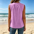 thumbnail image 6 of WRFWUL Womens Cotton Linen Tank Tops Crewneck Sleeveless Double Pocket Blouses Casual Loose Fit Summer Beach Vacation Shirts, 6 of 7