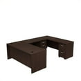 thumbnail image 1 of Pemberly Row Engineered Wood 72W U Shaped Desk with File Cabinets - Mocha Cherry, 1 of 8