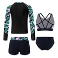 thumbnail image 2 of YONGHS Kids Girls Bathing Suit Swimsuit Swimwear Long Sleeve Rashguard UPF 50+ UV Bikini Tankini Set Black 16, 2 of 5