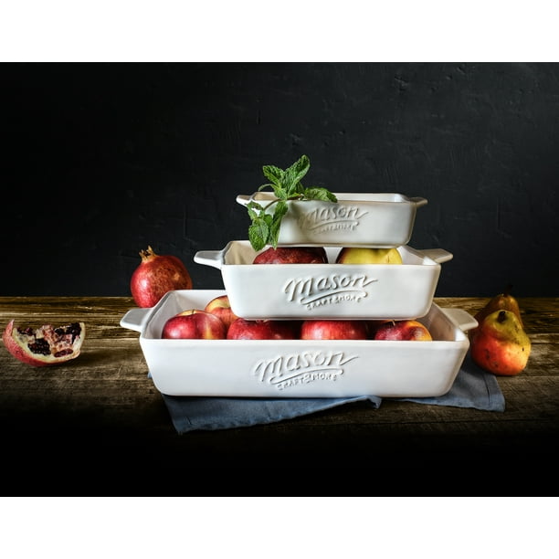 Mason Craft & More 3PC White Stoneware Bakeware Set