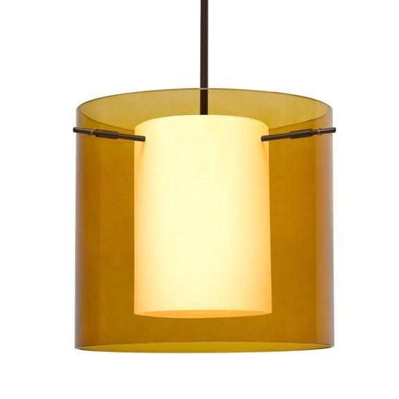 1TT-G18407-LED-BR-Besa Lighting-Pahu 12 - 1 Light Stem Pendant-10.63 Inches Tall and 11.75 Inches Wide-Bronze Finish-Transparent Armagnac/Opal Glass