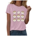 thumbnail image 1 of DXOUPM T-Shirts pour Femmes Mignon Imprimé Boulette Col Rond Manches Courtes Hauts d'Été Doux, 1 of 3