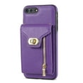 thumbnail image 5 of Feishell for iPhone 8 Plus/7 Plus Crossbody Zipper Wallet Phone Case,Premium PU Leather Kickstand Metal Buckle Credit Card Slots Shockproof Purse Phone Case with Detachable Shoulder Strap,Purple, 5 of 13