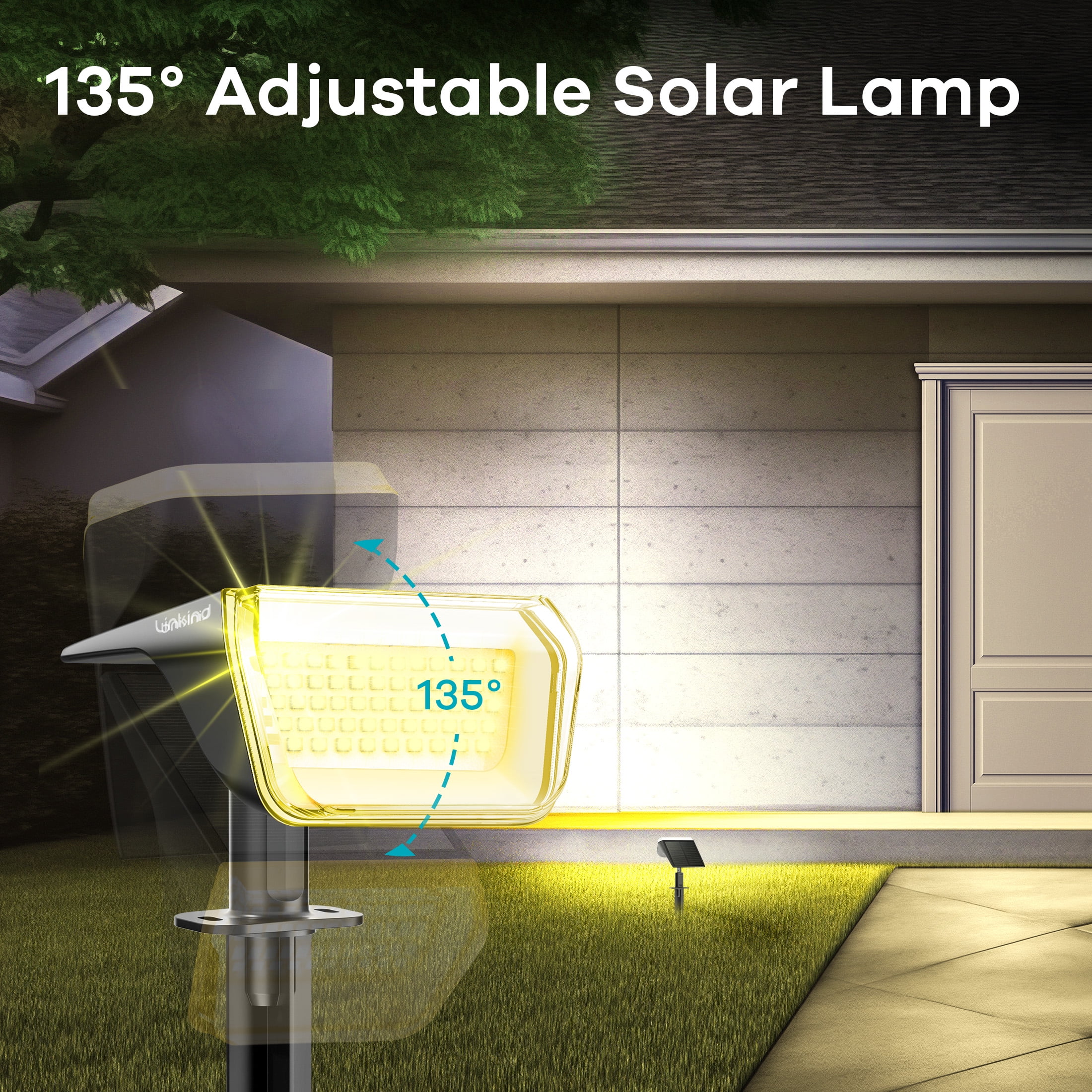 Linkind Solar Lights Outdoor, 60 LEDs IP67 Waterproof Solar Spotlights Outdoor, Solar Landscape Lights for Patio, Garden, Pathway, Yard (6 Pack-Warm White)