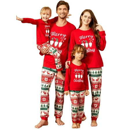 

Imcute Merry Christmas Family Matching Pajamas Set Xmas Gnomes Print Tops Pants Sleepwear Loungewear for Adult Kids Baby
