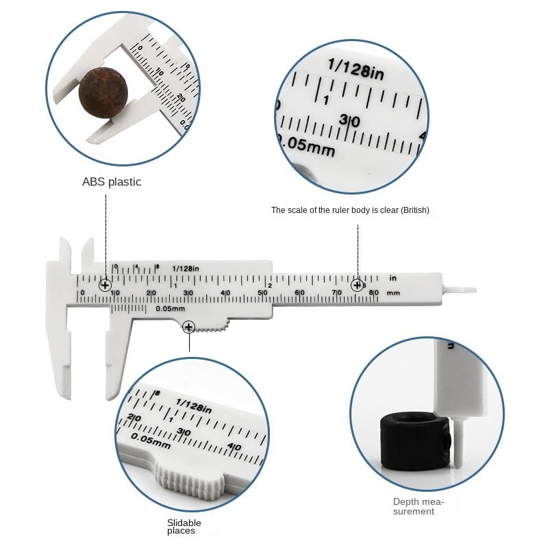 Portable Mini Plastic Sliding Vernier Caliper 0-80mm Double Scale Gauge Student Ruler Measure Tool Small Objects Creative Gifts