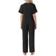 thumbnail image 3 of INSPIRAR CHIC Pijamas de Satén para Mujeres, Camisa de Manga Corta con Cuello en V y Pantalones Largos, Conjunto de Ropa de Casa Suave Pjs Set L Negro, 3 of 6