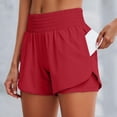 thumbnail image 2 of Athletic Shorts for Women with Liner 2 in 1 Elastic High Waist Workout Exercise Running Yoga Gym Shorts with Pockets, 2 of 6