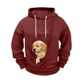 thumbnail image 4 of CCRFTGI Cat Dog Pouch Hoodie Men Oversized Drawstring Hooded Sweatshirt Casual Cozy Pet Carrier Pullover Top with Large Kangaroo Pocket Wine 3XL, 4 of 5