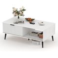 thumbnail image 1 of 41.34 - pulgada de madera coffee mesa: moderno y functional con almacenamiento gabinete, two - tier design, y wave - style sliding doors para estilo rural sala de estar/oficina/lounge, 1 of 7