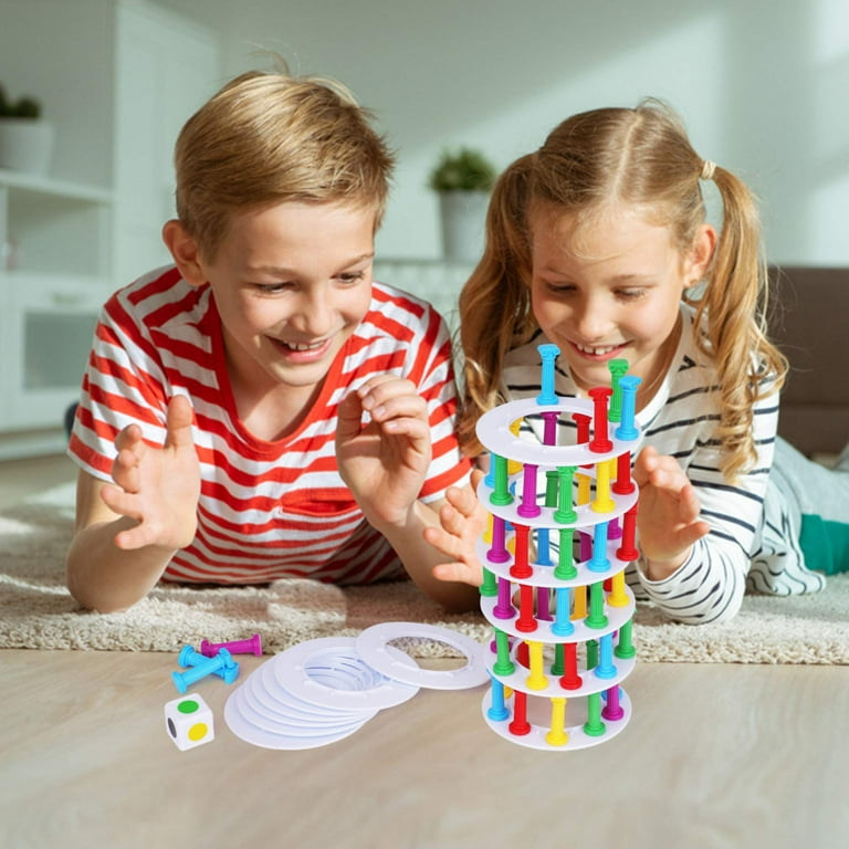 Point Games Crazy Tower - Stacking Tower Game with Fun Roman Column Design-  Toppling Leaning Tower Toy with Dice - Developmental & Interactive Puzzle,  Test Stabilizing Skills- Ages 5+ 