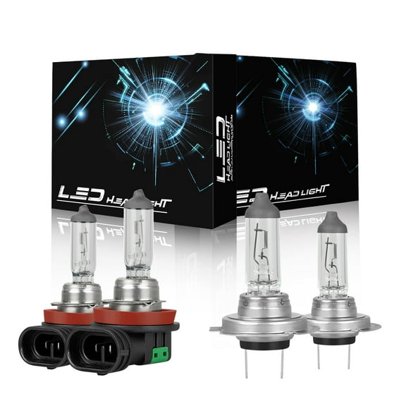 IHNZCB H11 H7 Halogen Headlight Bulbs Kit High Low Beam Super Bright 3400K Warm White Replacement 4x