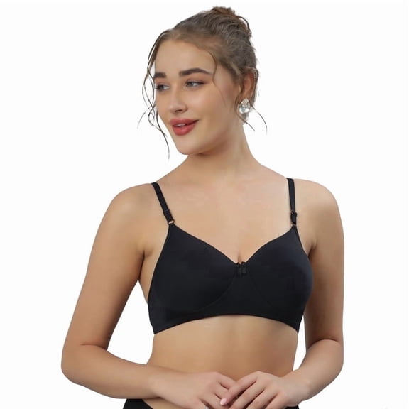 Women's Wireless Seamless T-Shirt Bra, Full Coverage Everyday Comfort – Black, 30B