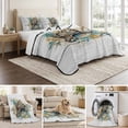 thumbnail image 6 of Twin XL Quilt Set 68''x98'', Nautical Coastal Lightweight Bedspread Coverlet with 2 Pillow Shams, Summer Sea Starfish Conch Vintage Wooden Gray Breathable All Season Quilt Bedding for Dorm/Guest Room, 6 of 9