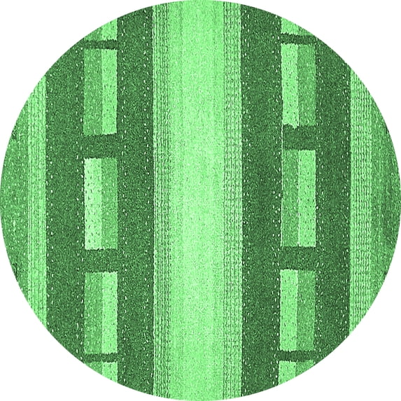 Ahgly Company Indoor Round Abstract Emerald Green Modern Area Rugs, 6' Round