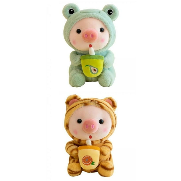 2 peluches para dormitorio, sala de estar, regalo de cumpleaños para niños. Rana+Tigre